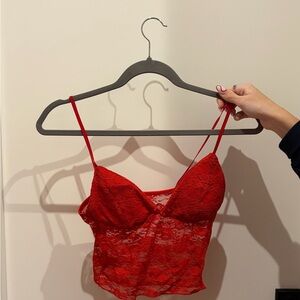 SHEIN Red Lace Tank Top